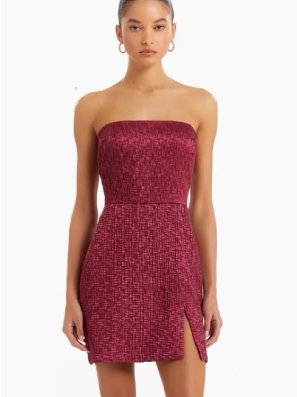 Amanda Uprichard Strapless Sheath Dress in Burgundy